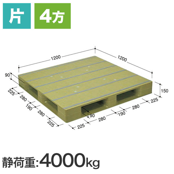 ZFD-1212E (日本プラパレット製) 1200×1200×150 ドラム缶積載用 樹脂パレット
